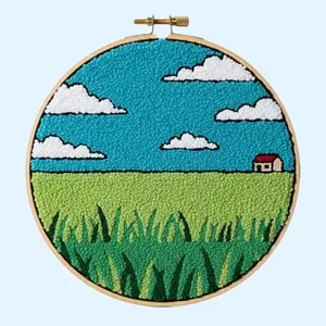 DIY Punch Needle Kits for Beginners with Hoop Punch Needle Starter Craft Embroidery Set Easy for Adults and Children Festival Gift and Decoration 20x20cm