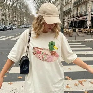 PRINTED Comfort Colors Faux Quilted Mallard Duck Shirt, 3D FAUX EFFECTPatchwork Duck Graphic Tee, Cottagecore Farm Animal T-Shirt