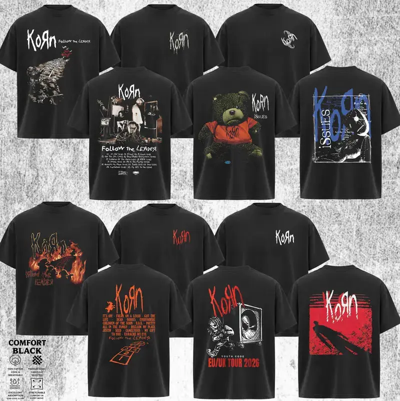 [Collection] ReTro Korn Band T-Shirt , Classic Korn T-shirt , Rock Band Shirt , Rock Band Shirt, Retro Music Tee, Rock Music Lover Shirt, Vintage Band Shirts Casual Fabric Fit Top , Top Men's and Women's Clothing Womenswear