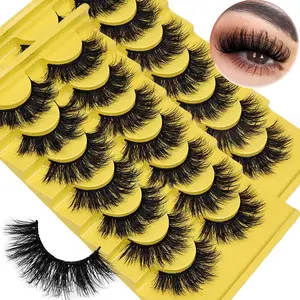 14Pairs/2Pack Wispy Curly False Eyelashes Fluffy Thick Volume Fake Lashes Lightweight for Daily Wear & Festival Looks