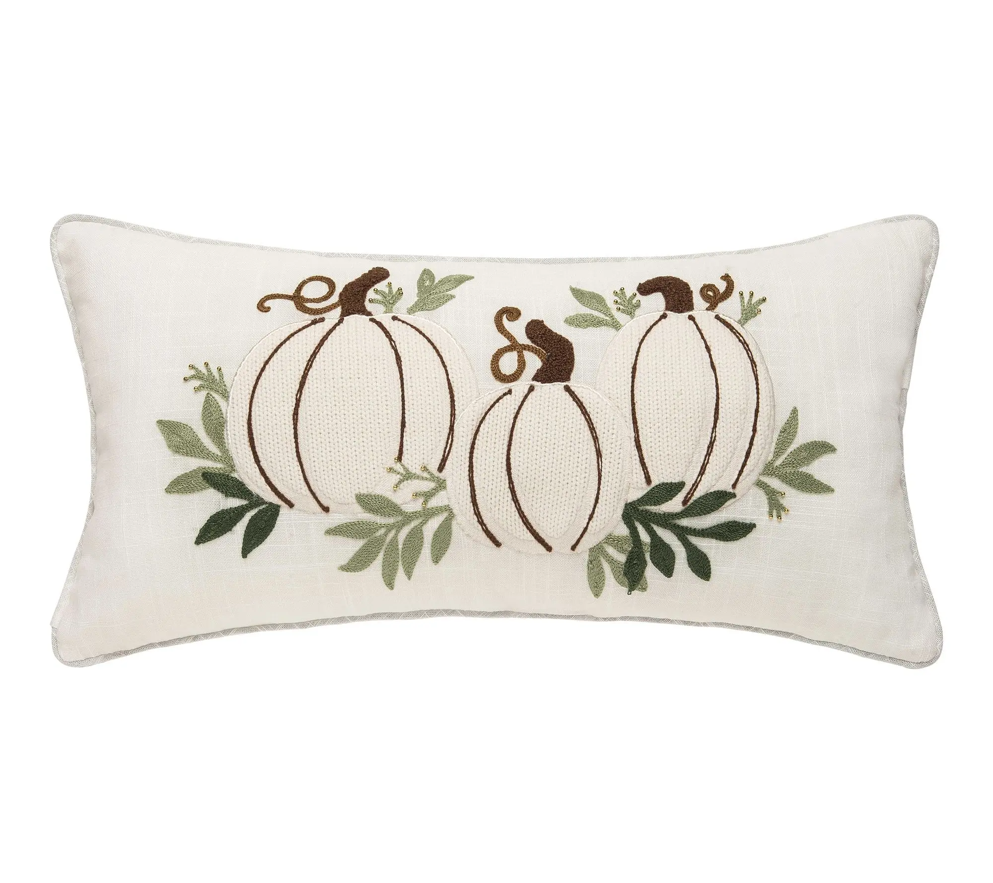 White Pumpkin Trio Pillow  by Valerie