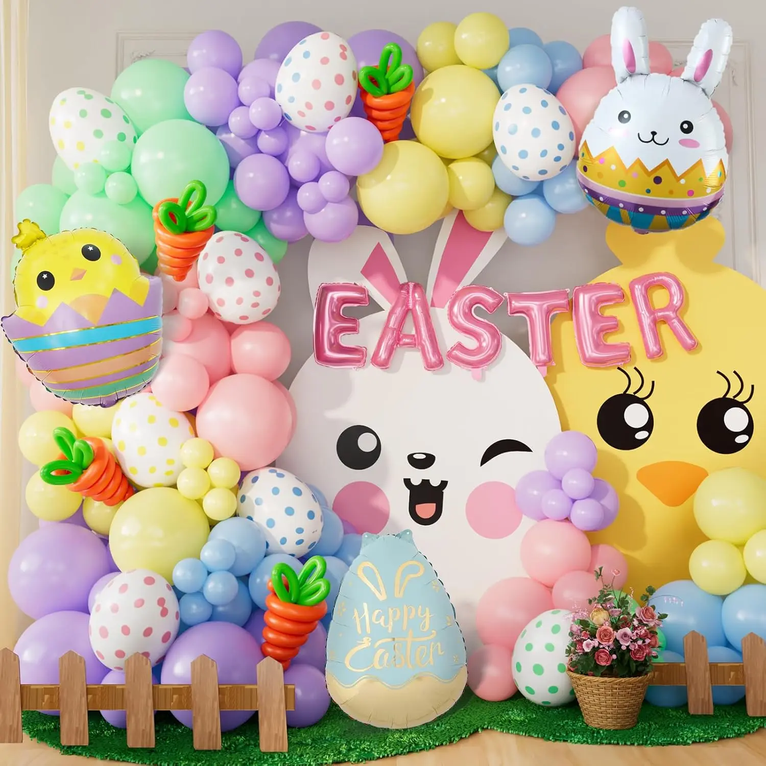 Easter Balloon Arch Kit – 126Pcs Pastel Rainbow Balloons With Bunny Foil & Easter Egg Balloons For Birthday, Baby Shower, Wedding, Gender Reveal Decor