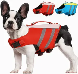 Kuoser Dog Life Jacket, High Flotation Dog Life Vest for Swimming & Boating, Adjustable Dogs Swim Vest with Rescue Handle, XS-XXL Reflective High Visibility Lifejacket for Small Medium Large Dogs
