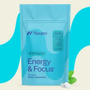Neuro Wintergreen Energy & Focus Gum/Mints (90 Pieces) - Sugar Free with Natural Caffeine, L-theanine, Vitamin B12 & Vitamin B6