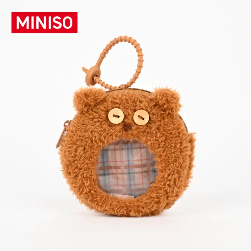 MINISO Minions Gentleman Tim Bear Plush Ita Coin Purse - Cute Casual Hangable Accessories, Badge Display Pouch, Zipper Wallet, Portable Storage Bag for Kids, Women's Wallet Luggage Accessory