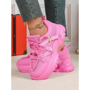 Women's Fashionable Lace Up Platform Sneakers, Casual Comfortable Breathable Sports Running Shoes, Female All-match Round Toe Chunky Sneakers for Daily Wear