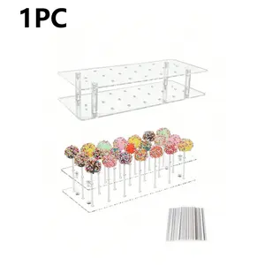 Acrylic 21-Hole Lollipop Display Stand, Transparent Candy Holder, Wedding Halloween Christmas Decor, Birthday Party Table Decoration