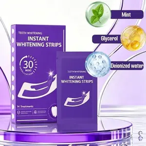 14 Pairs Portable Purple Teeth Whitening Strips, Advanced Colour Correction Technology, Peroxide-Free & Enamel Safe, Non-Sensitive, 30 Mins/Day for Removing Yellow Stains for Brighter Smile