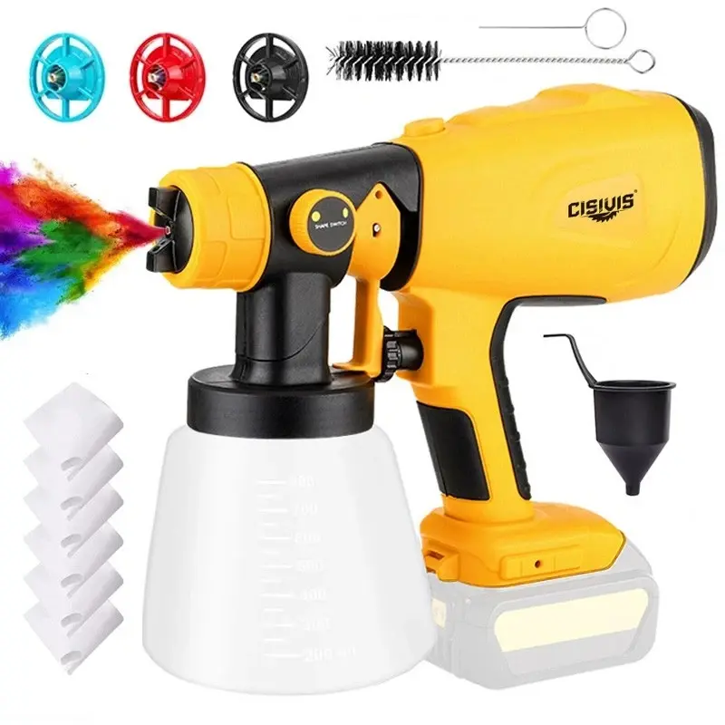 1000ml Cordless Handheld Paint Sprayer Gun, DEWALT 20V Compatible High-Pressure Tool for DIY, Ceilings, Garden Furniture, Acrylic Supplies with Easy to Clean Design