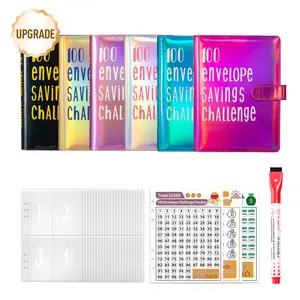 Sparkling Color，Upgraded 100 Envelopes Money Saving Challenge, Easy and Fun Way to Save $5,050,with Cash Envelopes for Office,Home,School