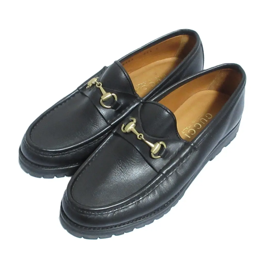 Pre-owned GUCCI Calfskin Small Leather Goods Leather Loafers