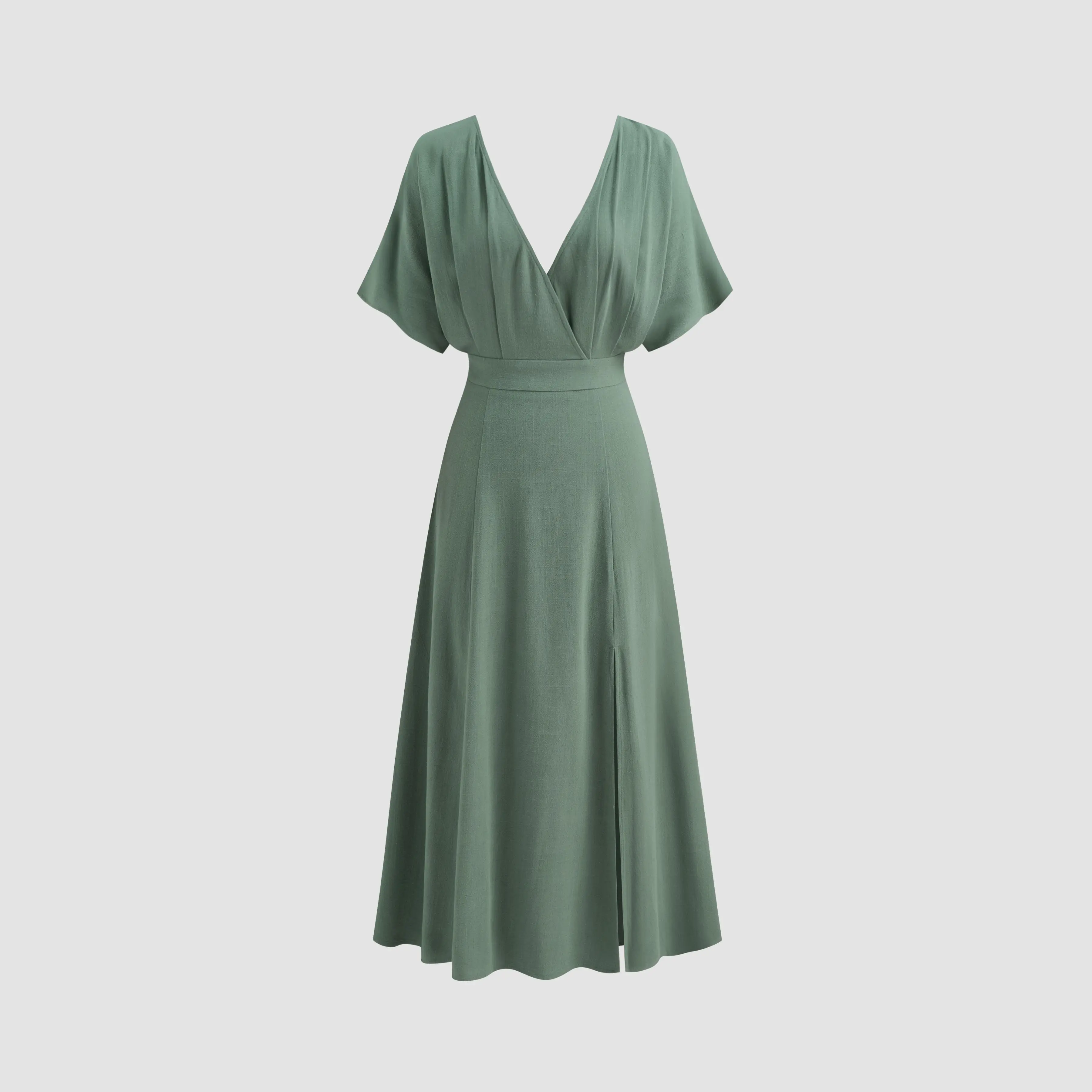 Women's Cider Linen-Blend V-Neck Solid Ruffle Split Maxi Dress, Sizes 0-26  SwimWeek - TikTok Shop