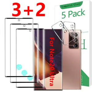 3 Pack Galaxy Note 20 Ultra Screen Protector (Tempered glass high-definition screen protector film), 2 Pack Camera Lens Protector, Fingerprint Unlock, Anti-Scratch, Easy Installation,Scratch resistant and fingerprint resistant