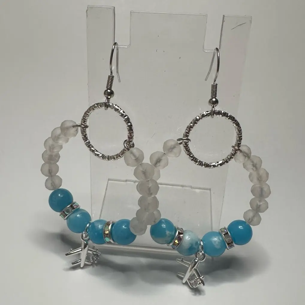 Sky Blue Airplane charms Traveling Earrings