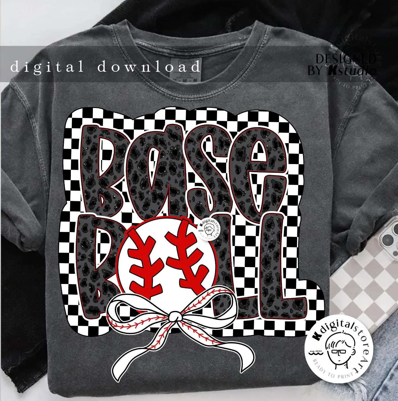 Checkerboard Baseball tshirt, Bow Baseball tshirt, Baseball Shirt, Mom tshirt
