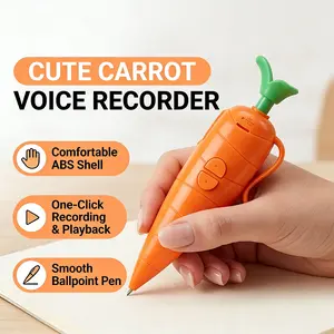 Unique 60 - Second Voice Recorder Pen! With playback and audio recording, this cute carrot - shaped device is easy - to - use and portable. Doubling as a smooth - writing ballpoint pen, it's an educational, practical, and fun & creative gift for kids