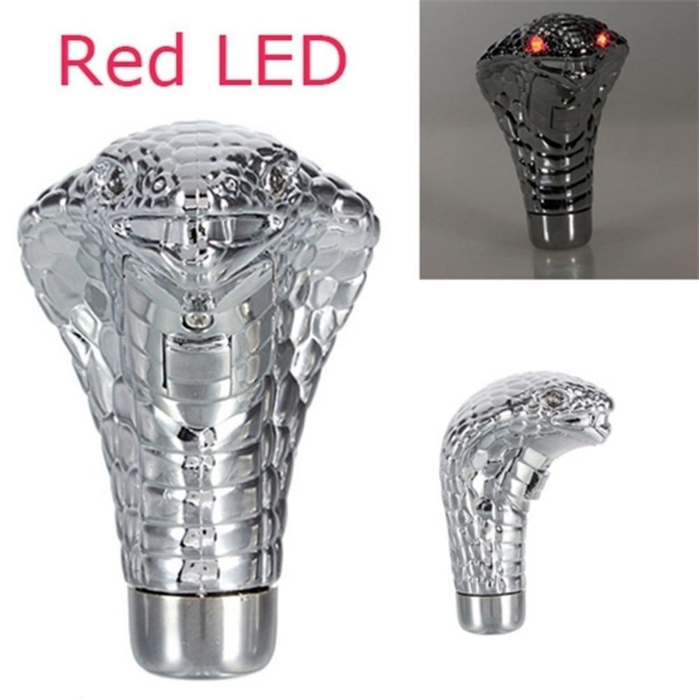Universal Chrome Red Blue LED Eyes Car Cobra Manual Gear Shift Knob Snake Shifter   Car decor 
