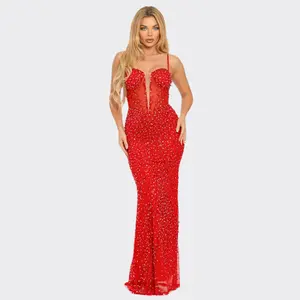 Rachel Rhinestone/Pearl Studded Corset Maxi dress