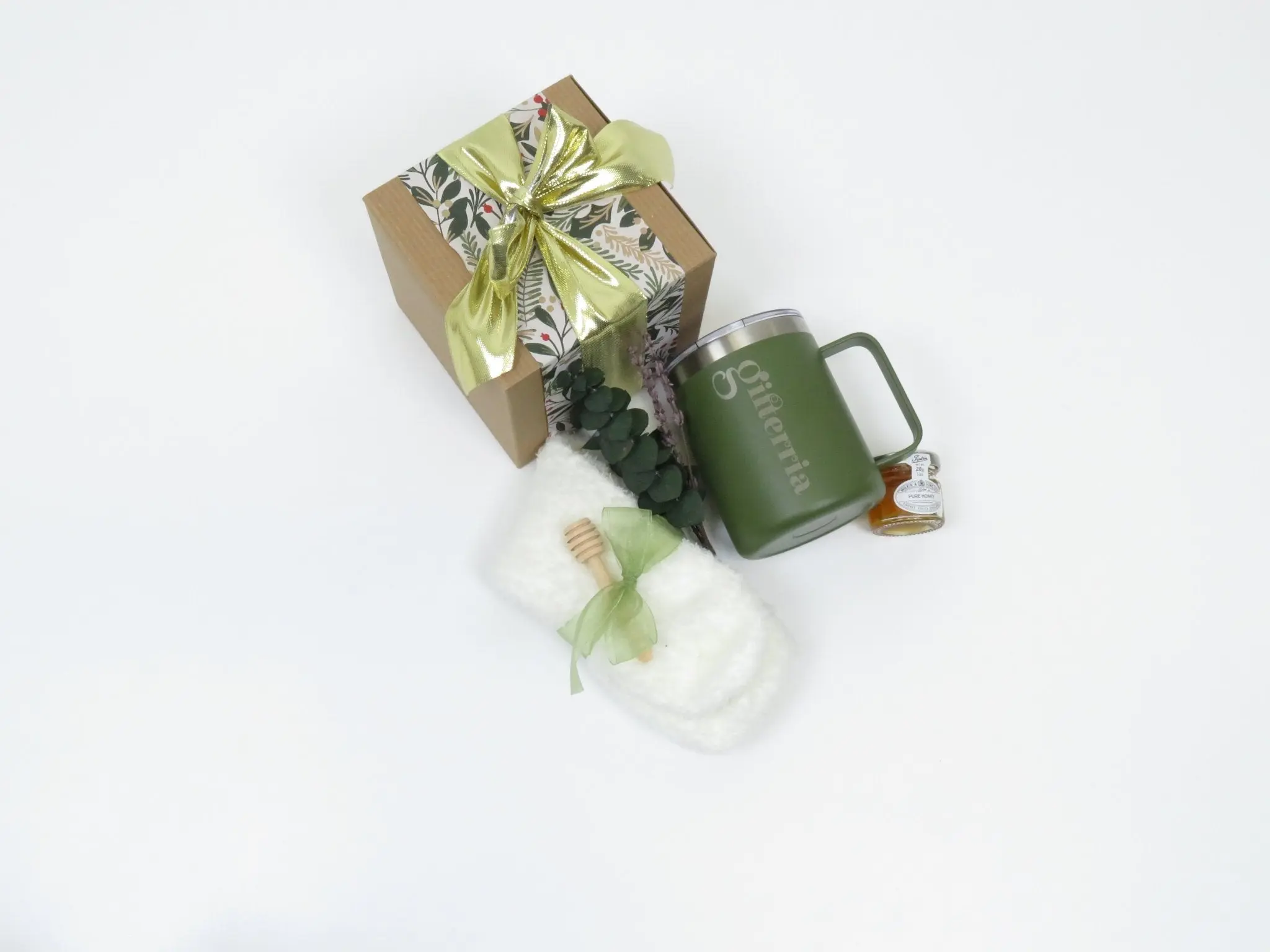 Elegant Gift Set with Honey, Tumbler, and Cozy Socks