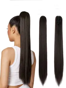 24 Inch Long Straight Ponytail Extension, Heat Friendly Synthetic Fiber Hairpiece for Girls Women Daily Use, Synthetic Hairpiece for Women