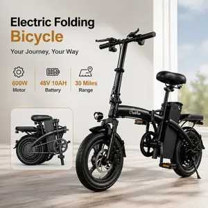 LOOKRUN G11 Electric Folding Bicycle - 600W Motor, 48V 10AH Battery, Fat-Tire Off-Road, Dual Seats, Compact Portable Urban Commuter E-Bike with Air Pump & Smart Charger