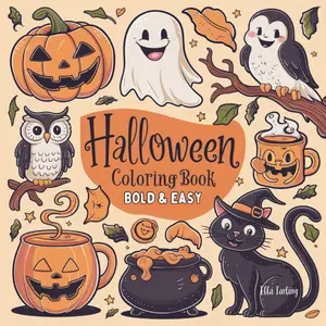Halloween Coloring Book: Bold & Easy Designs for Kids and Adults | Featuring 40 Simple Designs to Color and Relax