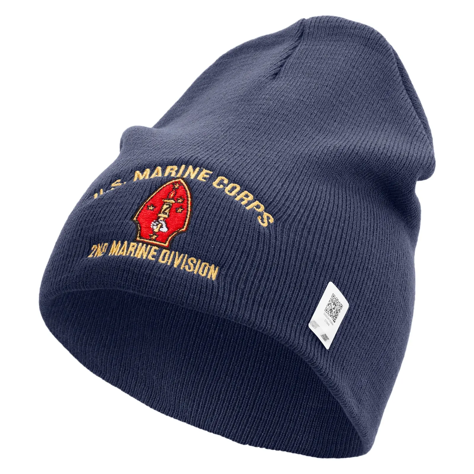 US Marine Corps 2nd Marine Division Symbol Embroidered 8 Inch Solid Beanie