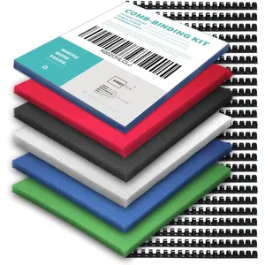 74 Pack Binding Covers and Combs Kit-25 Pcs 8Mil Clear PVC, 24 Pcs 1/2" Binding Combs, 25 Color Paper Covers for 8.5 x 11 Inch