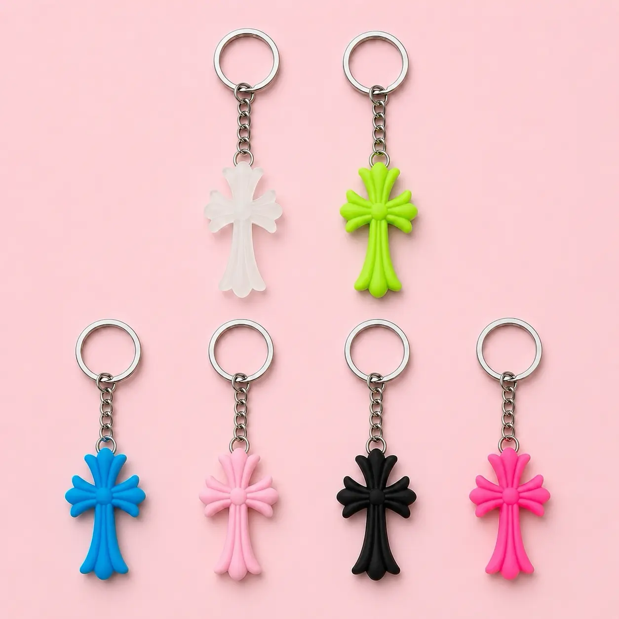 Y2K Gothic Cross Keychain Cute Silicone Bag Charm Key Ring for Purse Backpack Y2K Gothic Cross Keychain Cute Silicone Bag Charm Key Ring for Purse Backpack