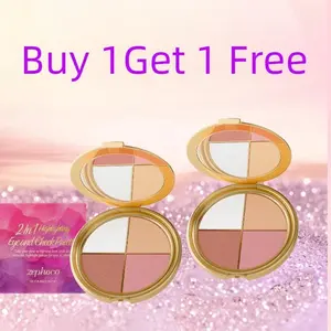 Eye & Cheek Palette - Eyeshadow & Glow Highlighter Makeup, Highlighting Eye + Cheek Palette, Contour Makeup Palette Kit, 4-in-1 Highlight Shades Makeup,Face-Defining Finish