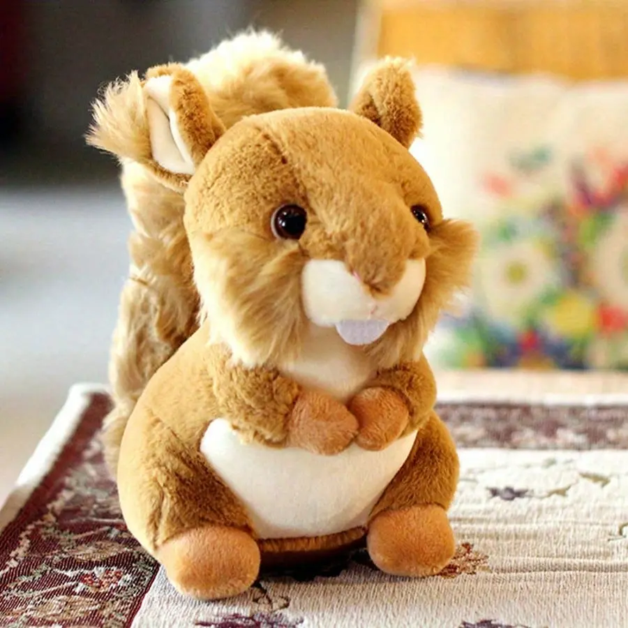 7.9in Squirrel Plush Toy Kawaii Animal Key Lime Pie Style Huggable Stuffed Animal Cozy Stress Comfort Gift for Nature Lovers Stuffed Animal Toys Plushie Dolls Teddybear