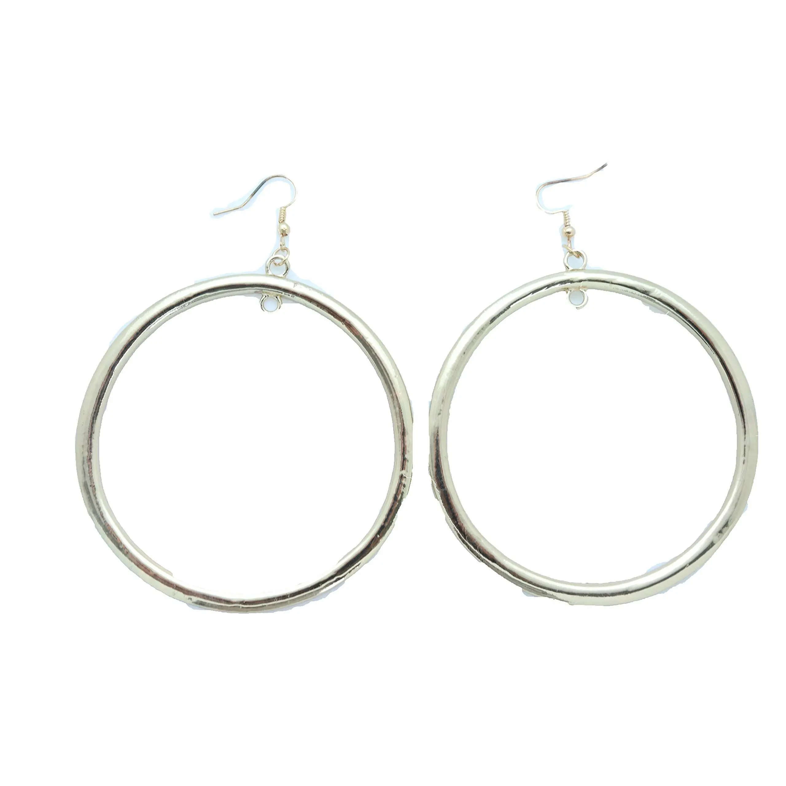 Women Trendy Hood Fashion Jewelry Earrings Set Gold Metal Bling Look Big Size Gangster Hoops