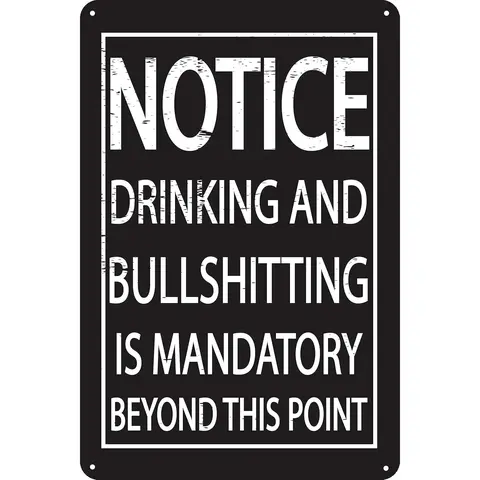 12x8in Rustic Iron Wall Metal Plaque, Pre-Drilled Easy-Install Hanging Decorative Plaque Sign with Nail, Humorous Adult Notice for Bar, Garage Wall Art Sign Decoration