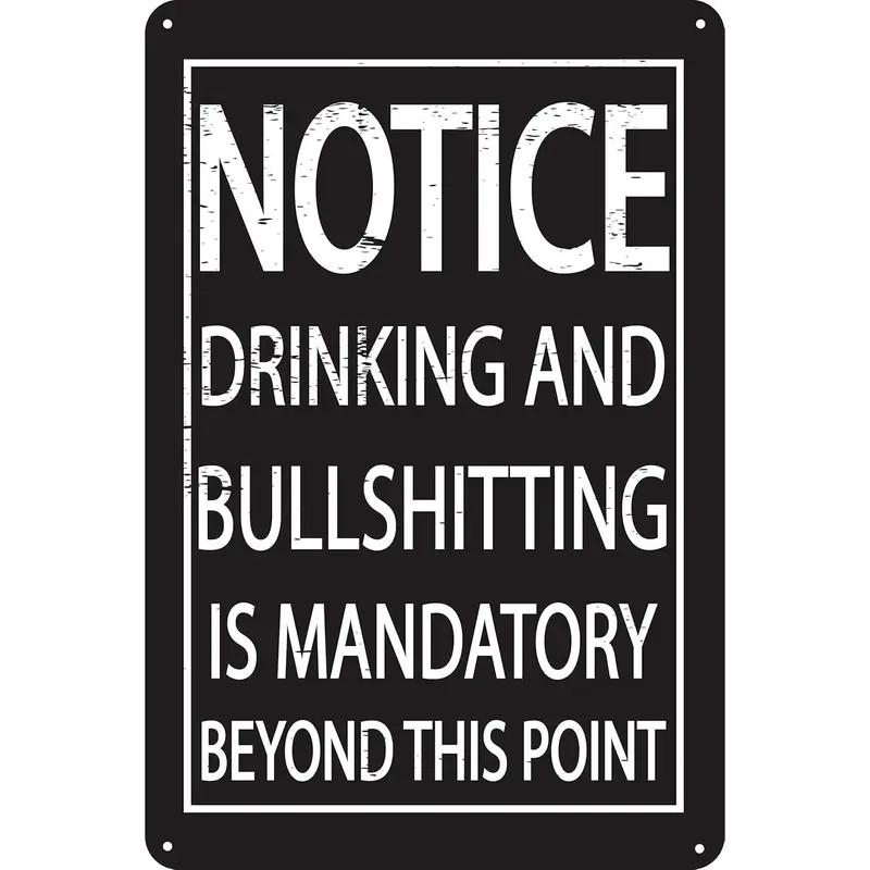 12x8in Rustic Iron Wall Metal Plaque, Pre-Drilled Easy-Install Hanging Decorative Plaque Sign with Nail, Humorous Adult Notice for Bar, Garage Wall Art Sign Decoration