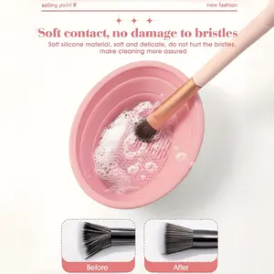 Foldable Silicone Makeup Brush Cleaner, Portable Unscented Cleaning Tool, Textured Surface, Ideal for Travel, Cosmetics, Brushes, Powders, Sponges