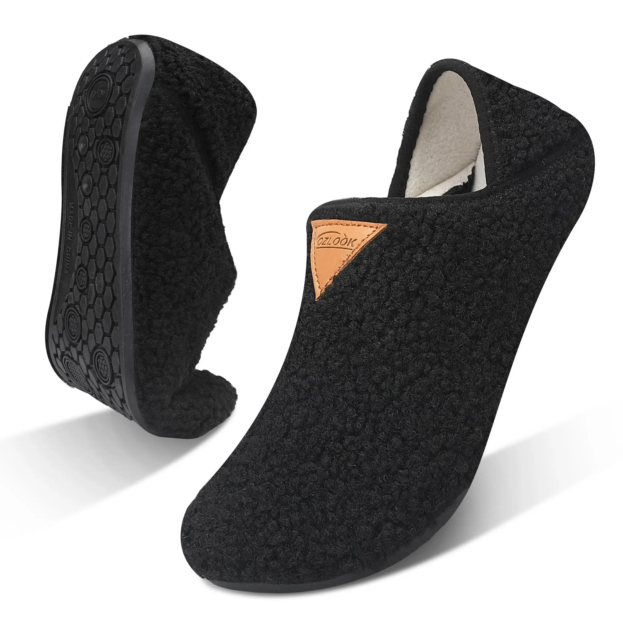 Lightweight Warm Plush Lined Indoor Outdoor Slippers, Teddy Fleece House Slippers ,  Multi Occasion Bedroom Office Yoga Daily Wear Home Shoes