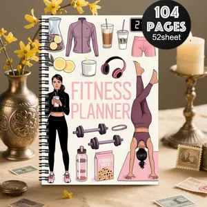 1 aesthetic weight loss spiral notebook, daily diet, fitness and exercise health record book, weight loss and training tracker for both men and women, daily exercise planner, personal journal, fitness planner and office planner