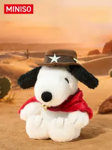 MINISO Cute Snoopy Western Cowboy Plush Doll Exquisite Cartoon Stuffed Figurine Ornament Soft Fluffy Texture Lovely Decorative Toy Perfect Holiday Birthday Surprise Gift Ideal Sweet Present Choice For Boyfriend Family And Friends#Summervibes