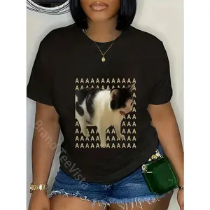 100% Cotton Funny Screaming Cat Meme Dank Meme Silly Cat T-Shirt