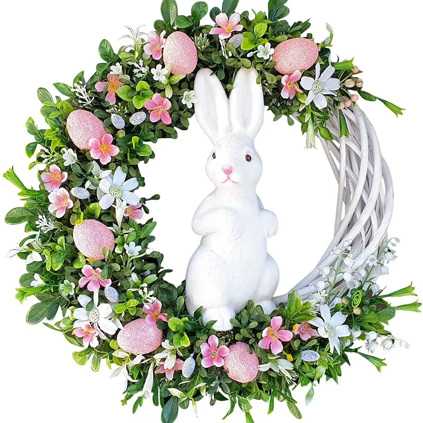 2026 New Arrival Decorative Easter Bunny Wreath - Fresh Spring Design with Adorable Rabbit, Home Entryway Door Hanger, Holiday Collectible