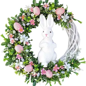 2026 New Arrival Easter Bunny Wreath – Fresh Spring Design with Adorable Rabbit, Festive Door Hanger Decoration for Home Entryway, Holiday Collectible
