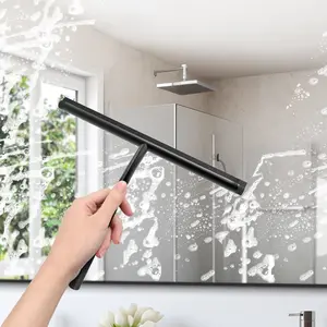 1 Long-Handled Shower Squeegee for Glass Doors, Tile Walls, and Windows. Telescopic glass cleaning tool. Bathroom floor squeegee scrubber. Ergonomic handle. Durable silicone material. Streak-free design.