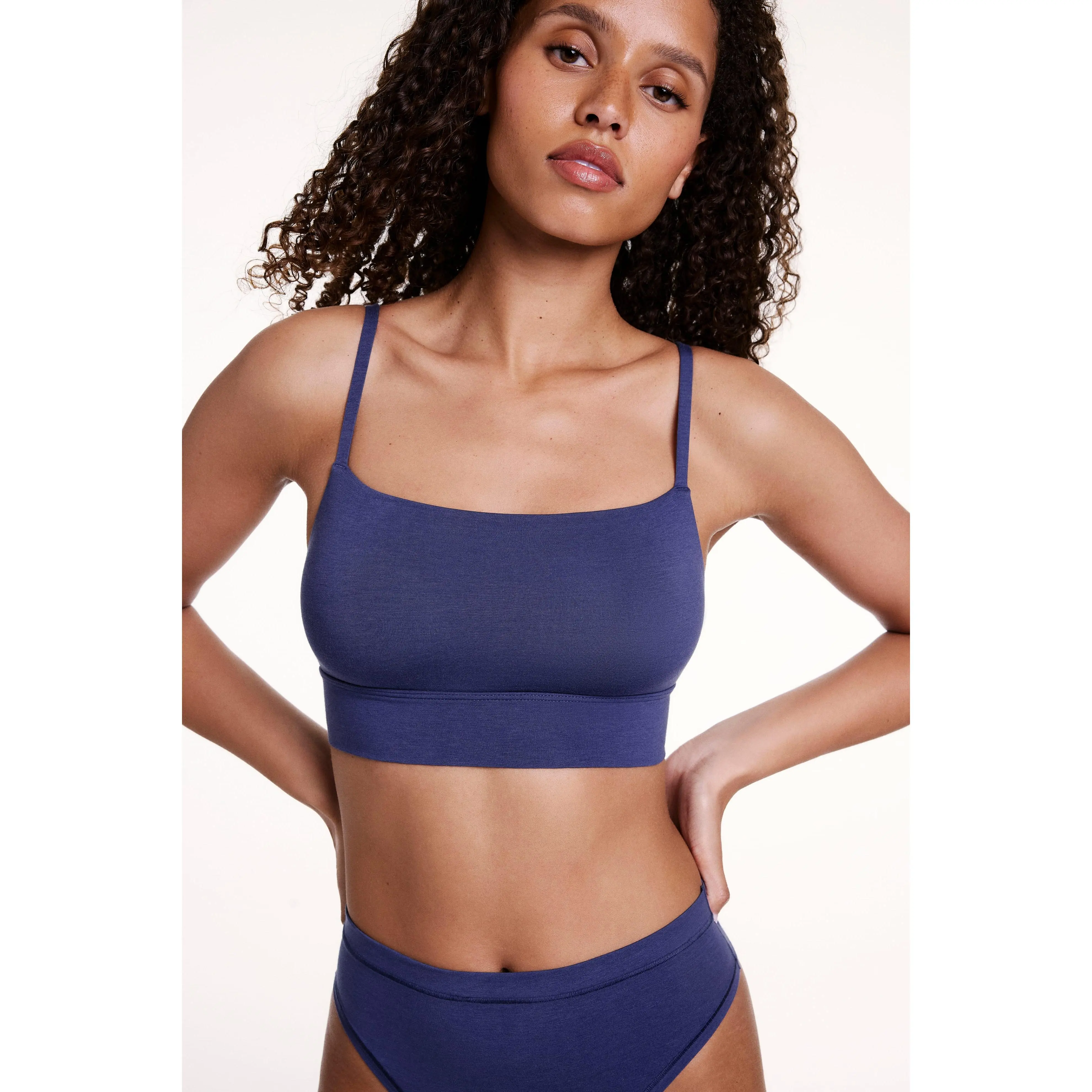 Cloud Cotton Thin Strap Bralette - Desert Shadow