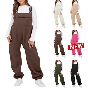 Molitree Women's Warm Fleece Casual Loose Adjustable Winter Jumpsuits Sherpa-Bib Overalls & Ski Pants with Pockets Beige Basic