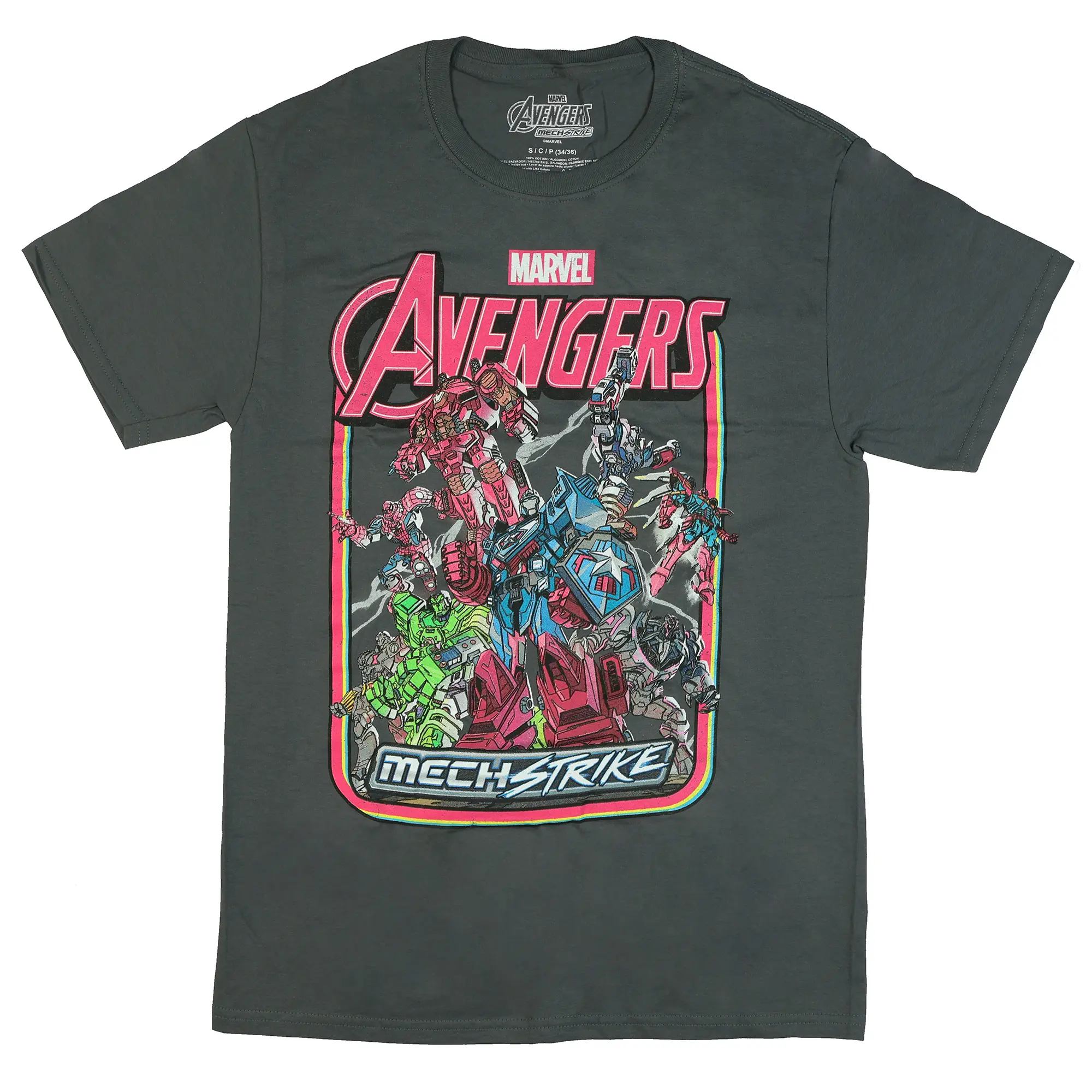 Marvel Avengers T-Shirt Men's Mech Strike Adult Short Sleeve Tee, Superhero, Tshirt, Suit, Top, Cotton, Fabric, Graphic, Round Neck