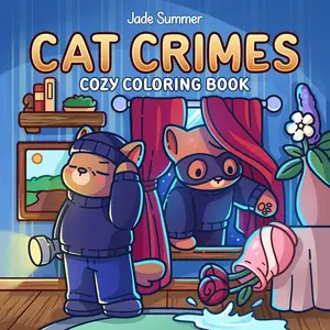Cat Crimes: Cozy Coloring Book for Adults and Teens with Funny Scenes for Cat Lovers Bold & Easy Relaxation Coloring Book Paperback