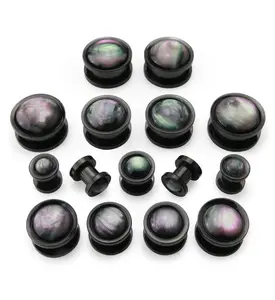 Black Aurora Shell Stainless Steel Plugs