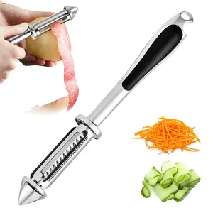 CENPIN 5-in-1 Stainless Steel Multifunction Vegetable Peeler, Double-Sided Ultra Sharp Swivel & Julienne Blade, Zinc Alloy Fruit, Potato & Carrot Peeler, Ergonomic Non-Slip Handle, Dishwasher Safe Kitchen Tool