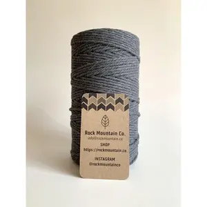 3mm 3 Ply Macrame Cord 3 Strand Twisted Cotton Craft Rope - Dark Gray Fiber Art String