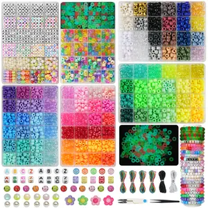 6 Boxes Bracelet Making Kit with 110 Vibrant Colors Pony Beads 4400Pcs DIY Crafts Supplies for Friendship Bracelets Glow-in-the-Dark & Two-Tone Beads Gifts for Girls Ages 6-12